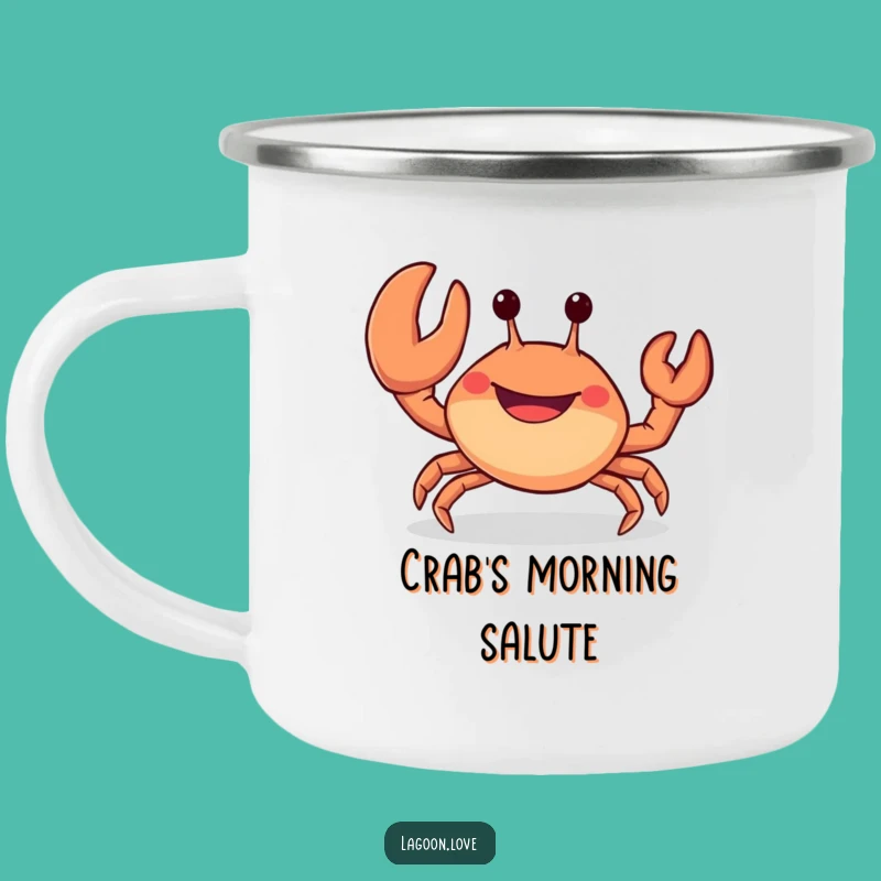 Funny Waving Crab Camping Mug - Adventure Greetings from the Shore