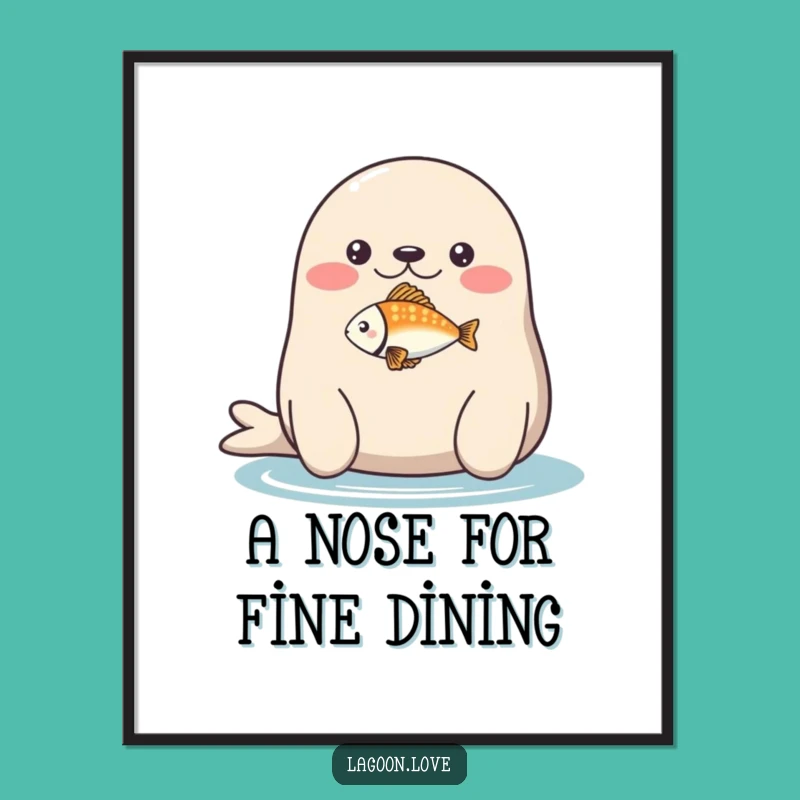 Funny Seal Balancing Fish Digital Print - Instant Charm for Your Walls