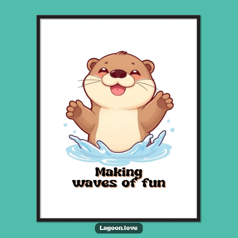 Funny Otter Splashing Digital Print - Instant Joyful Splash for Your Walls