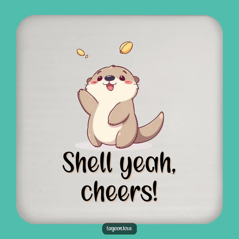 Funny Sea Otter Shell Coaster - Cute Cartoon Otter Drink Protector