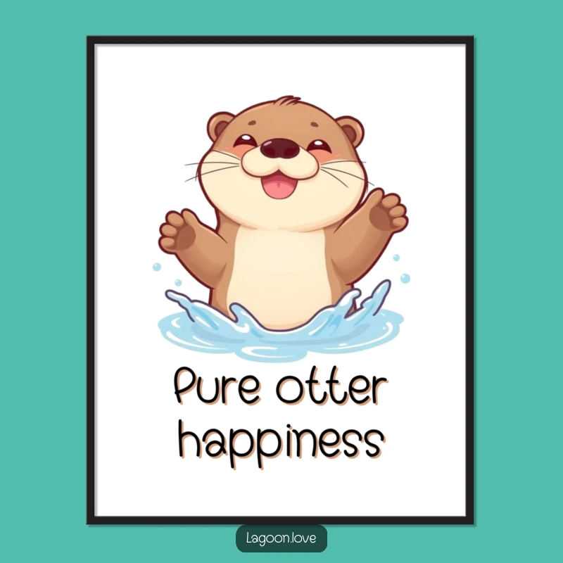 Funny Otter Splashing Poster - Whimsical Wall Art for a Joyful Vibe
