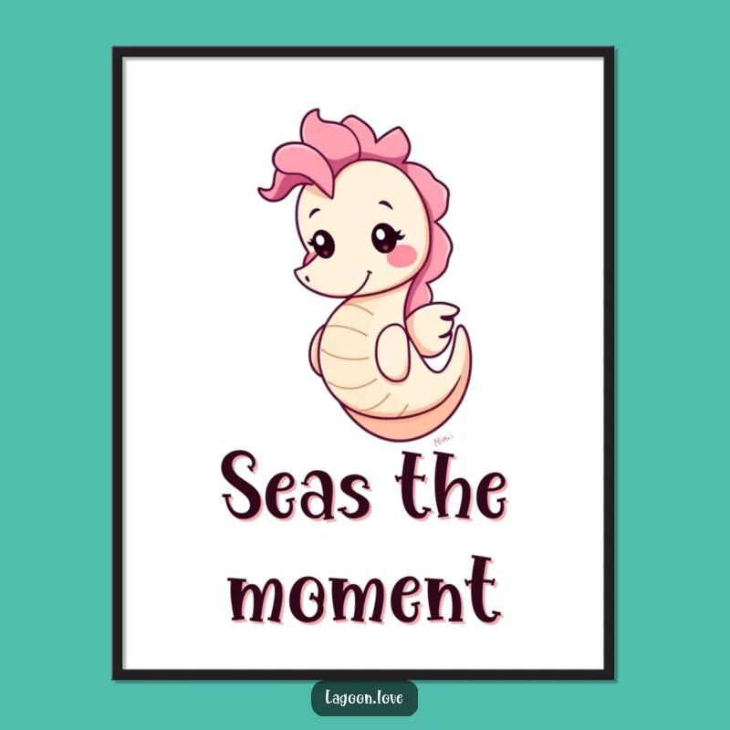Funny Seahorse Poster: Aquatic Art with Cheerful Charm