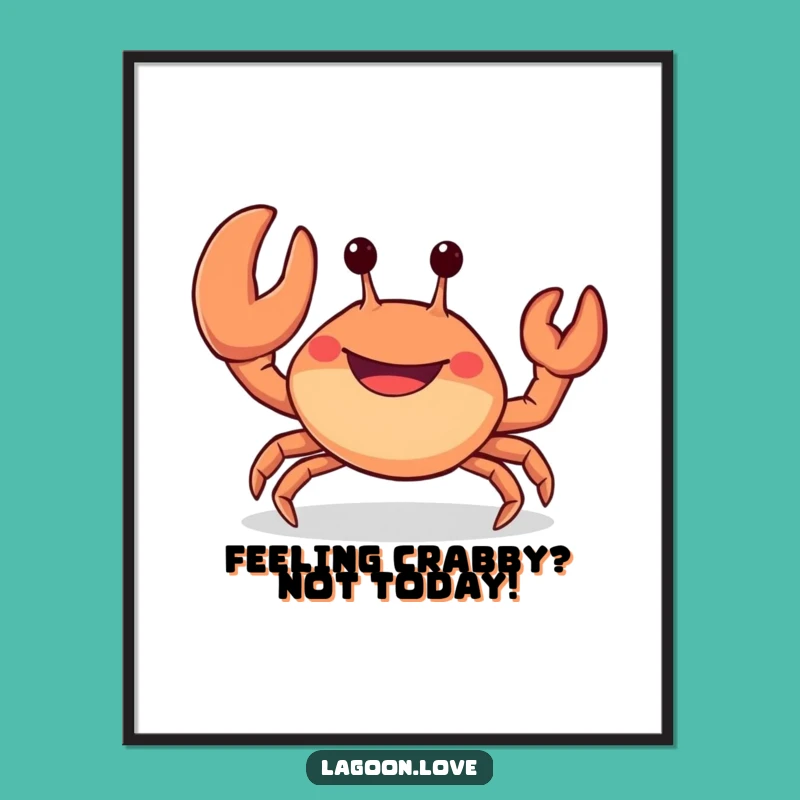 Funny Free Printable Wall Art: Grinning Crab Wave - Quirky Downloadable Decor