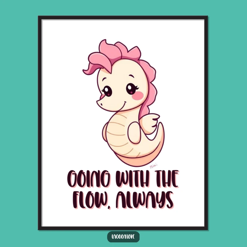 Funny Free Printable Wall Art: Seahorse Bobbing Playfully Humorous Downloadable Decor