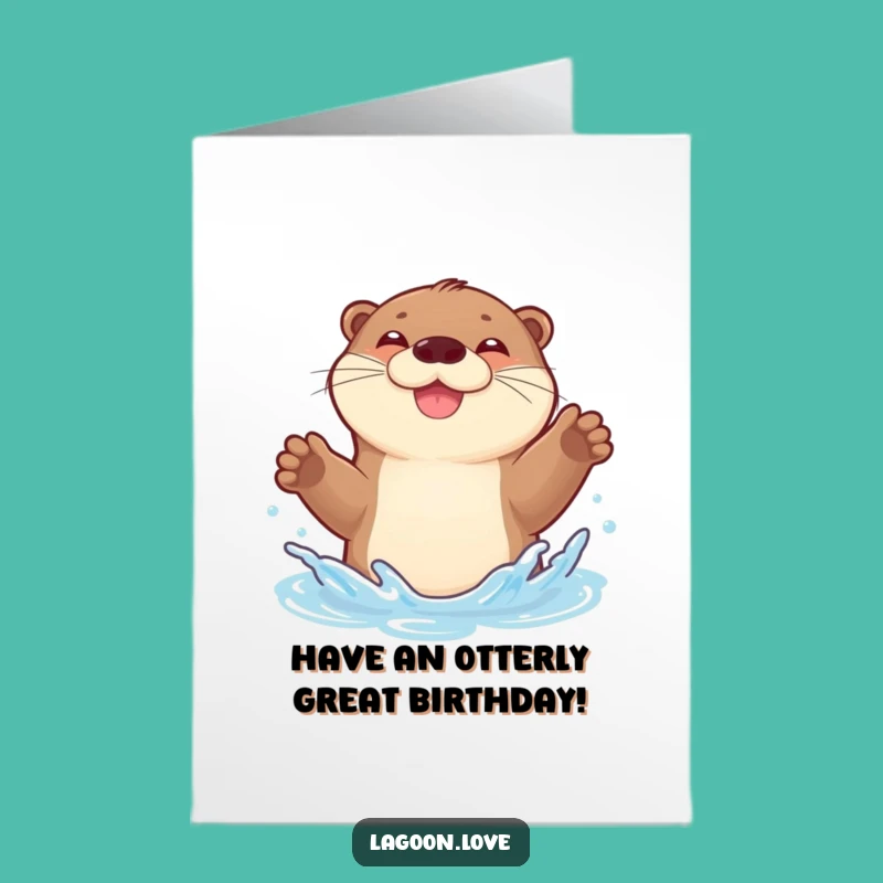 Free Printable Birthday Card: Funny Otter Splash - Joyful Downloadable Gift