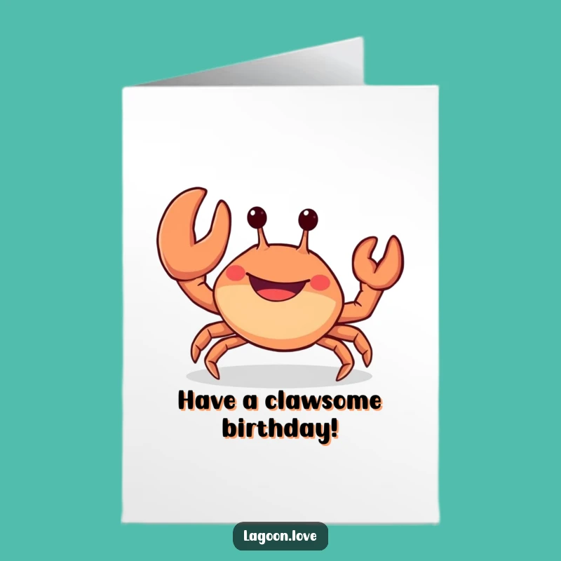 Free Printable Birthday Card: Funny Crab Wave - Joyful Downloadable Gift