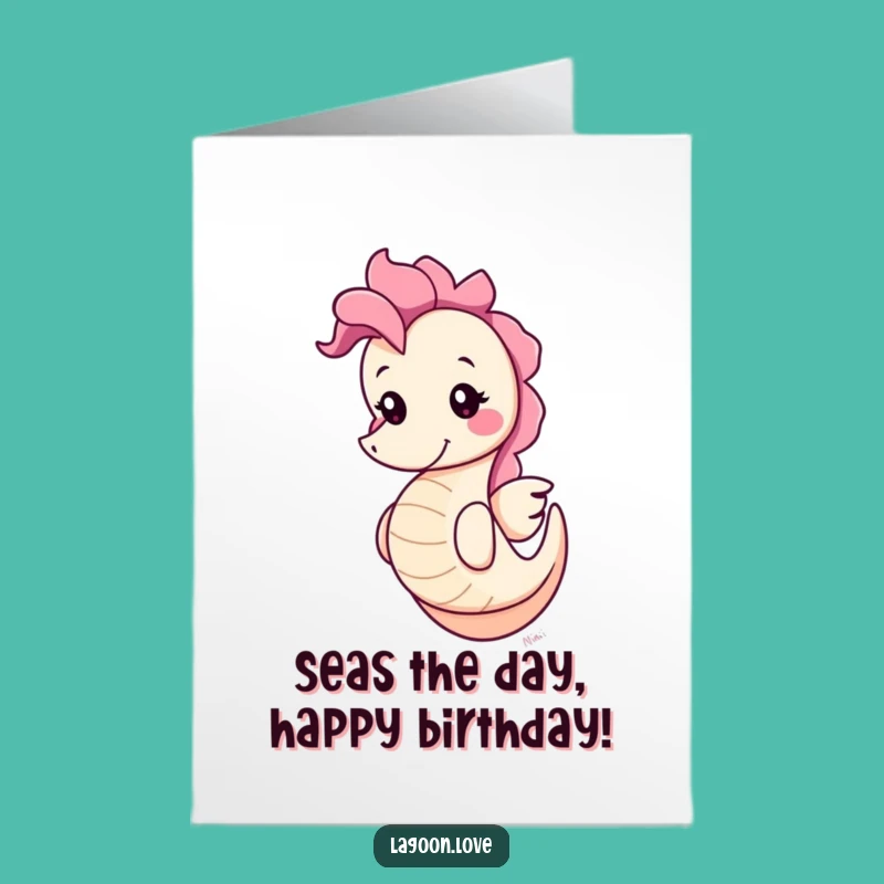 Free Printable Birthday Card: Seahorse Bobbing Playfully Funny Downloadable Gift