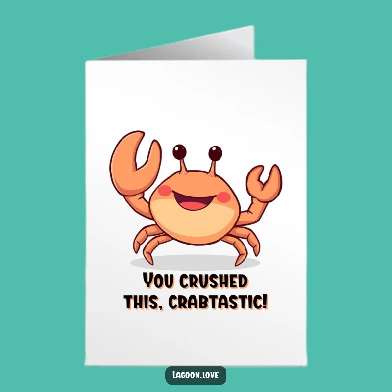 Free Printable Congrats Card: Funny Crab Wave - Cheerful Downloadable Gift