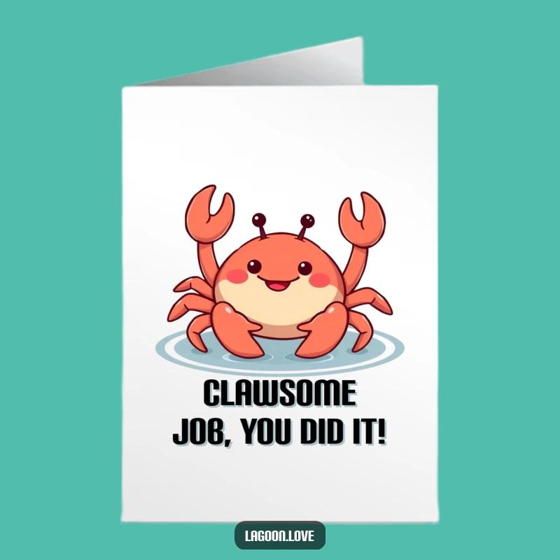 Free Printable Congrats Card: Mischievous Crab Claws Silly Celebration Funny Downloadable