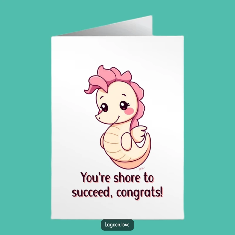 Free Printable Congrats Card: Seahorse Bobbing Playfully Silly Celebration Funny Downloadable