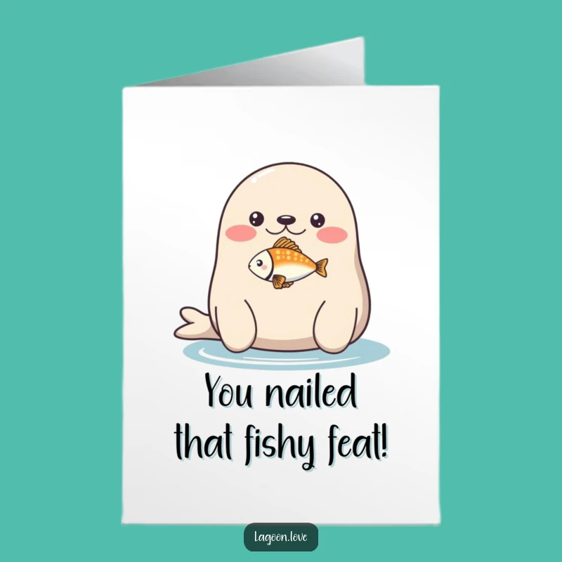 Free Printable Congrats Card: Funny Seal Fish Balance - Amazing Downloadable Gift