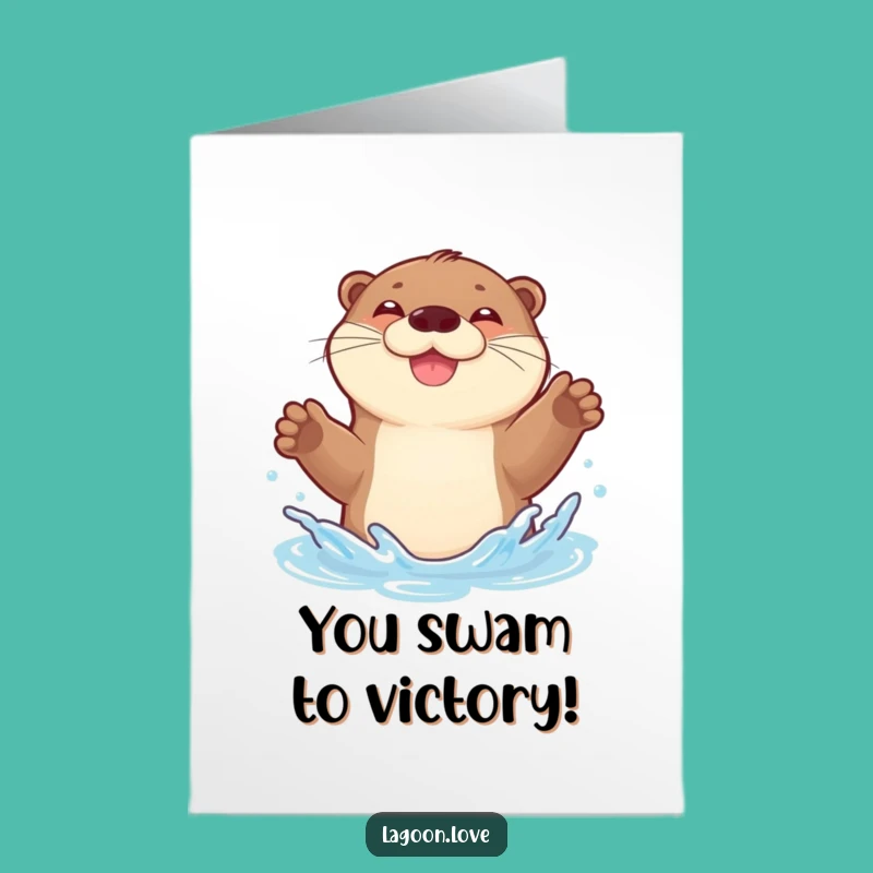 Free Printable Congrats Card: Funny Otter Splash - Celebratory Downloadable Gift