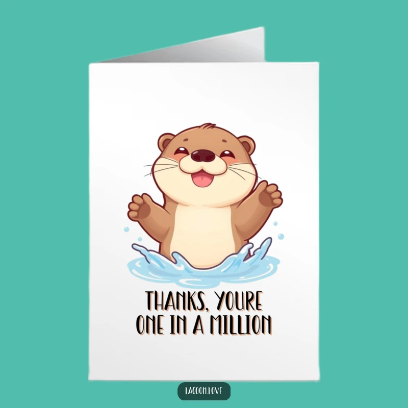 Free Printable Thank You Card: Funny Otter Splash - Appreciative Downloadable Gift