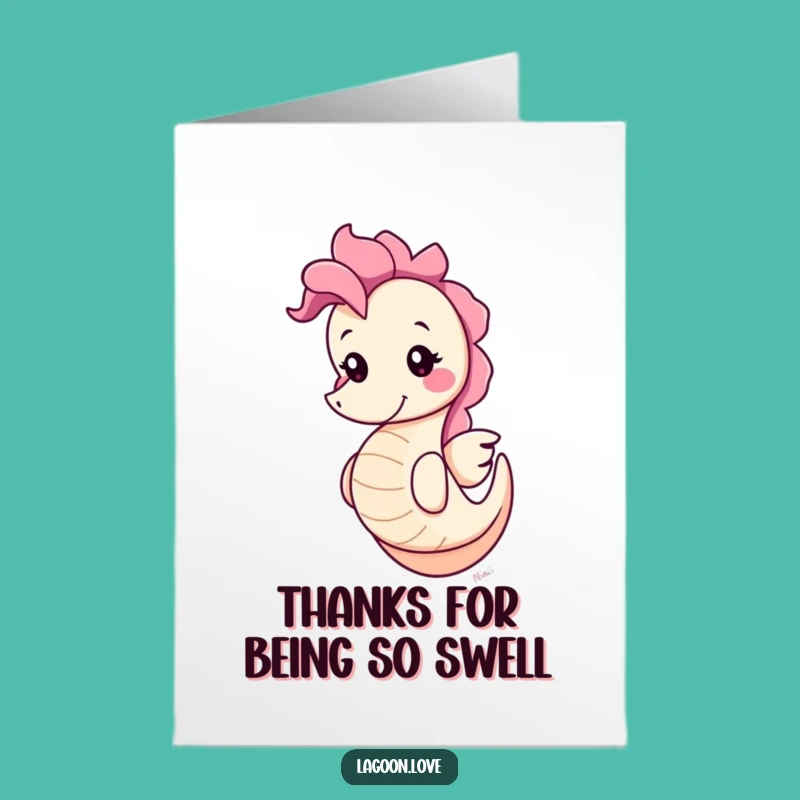 Free Printable Thank You Card: Seahorse Bobbing Playfully Gratitude Funny Downloadable