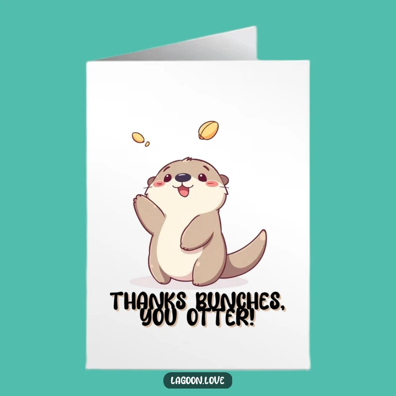 Free Printable Thank You Card: Otter Shell Toss Expresses Joyful Thanks