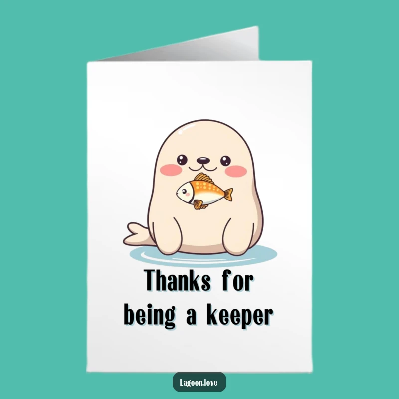 Free Printable Thank You Card: Funny Seal Fish Balance - Appreciative Downloadable Gift