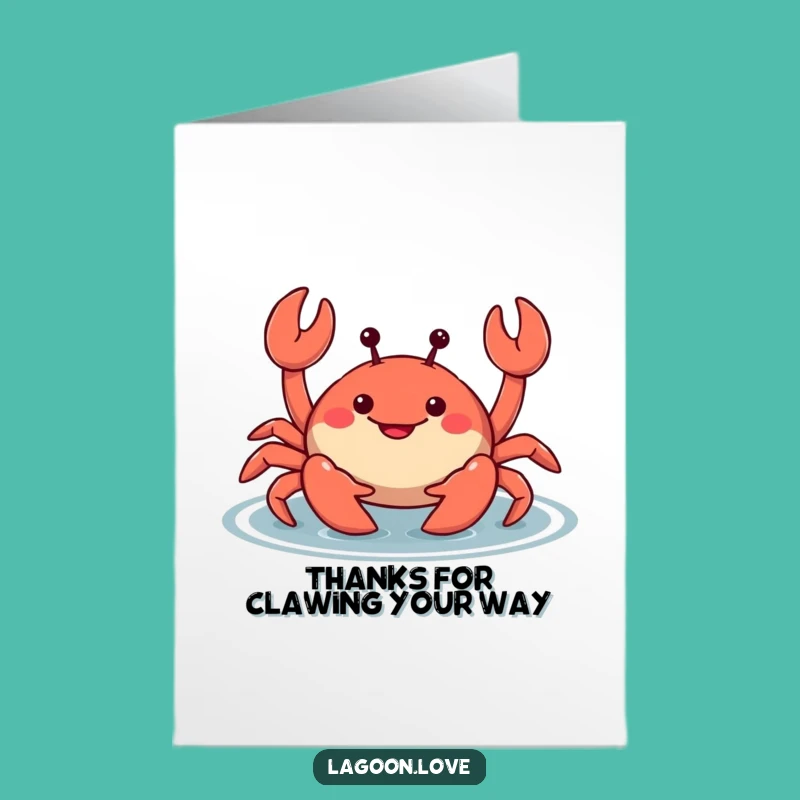 Free Printable Thank You Card: Mischievous Crab Claws Gratitude Funny Downloadable