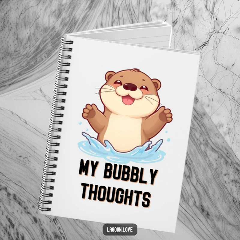 Funny notebook: a joyful, bouncy otter gleefully splashing water with both front paws raised.